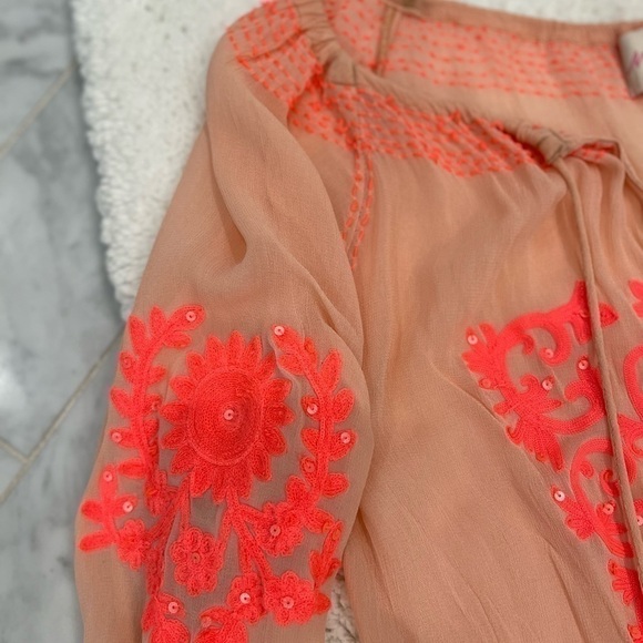 MISS JUNE PARIS Gorgeous Boho Embroidered Sheer W/ Tassels VGUC Size Small Or 1 - Picture 7 of 14